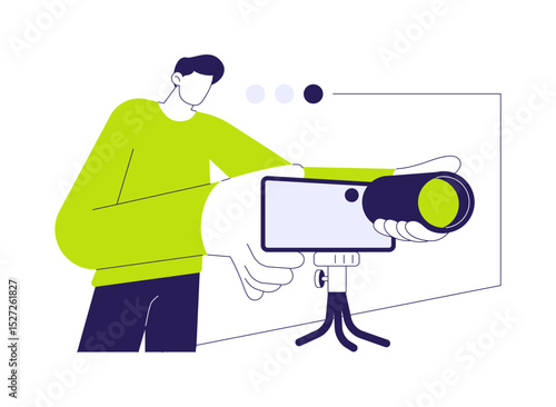 Camera lens attachment abstract concept vector illustration.