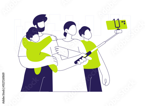 Selfie stick abstract concept vector illustration.