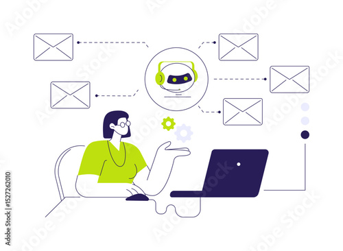 E-mail processing abstract concept vector illustration.