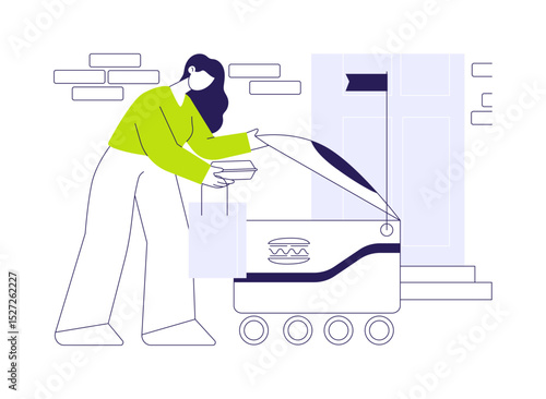 Food delivery robot abstract concept vector illustration.