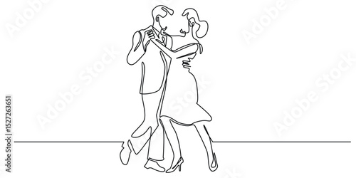 one continuous line drawing of man and woman dancing.single line vector illustration sign for party,festival,dance studio