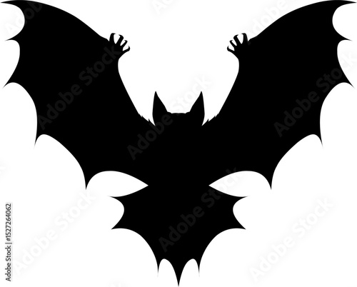 Spooky bat silhouette with outstretched wings, ideal for Halloween, horror, and nature-themed designs