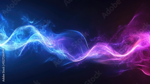 Radiant blue and purple waves flow smoothly on deep textured abstract background creating a dynamic futuristic digital scene full of motion