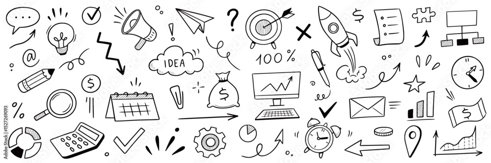custom made wallpaper toronto digitalBusiness money sketch idea icon set. Hand drawn sketch elements for startup, project, goal and teamwork. Business graphic chart, rocket, growth marketing concept in chalkboard. Vector illustration