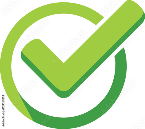 Minimal Flat Design of a Vibrant Green Checkmark Inside a Thin Circular Frame, Representing Correctness, Clarity, and Forward Movement in Graphic Style

