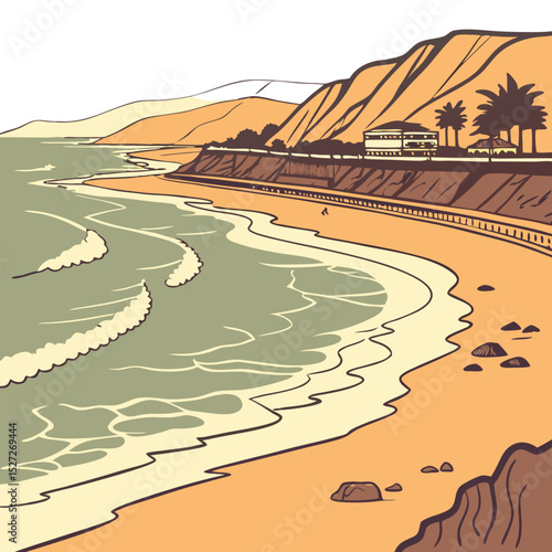 La Marina Beach in Lima with Golden Sand and Ocean Waves. Perfect for: Fiesta de San Pedro, La Marina Beach (Lima, Peru)