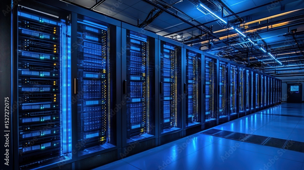 A neon-lit futuristic server room storing next-gen quantum data A neon-lit futuristic server room storing next-gen quantum data