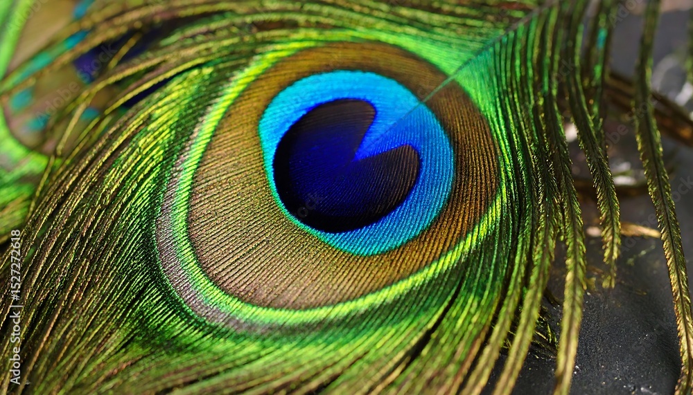 Obraz premium Iridescent Peacock Feather Close-Up