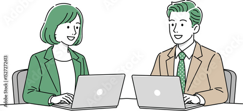 仕事をしている男女