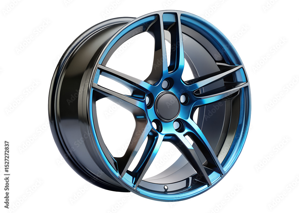 Fototapeta premium stylish black and blue car wheel clipart png image on transparent background