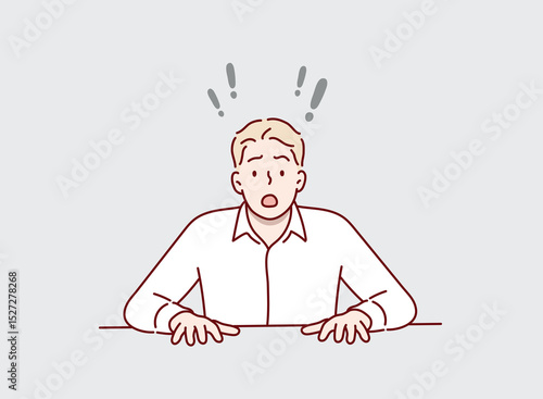 Man Reacting with Surprise. Hand drawn style vector design illustrations.