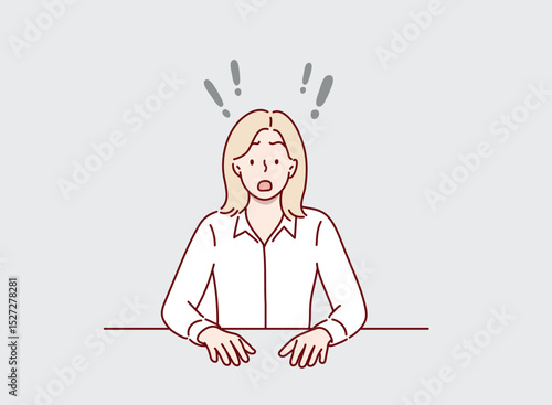 Woman Reacting with Surprise. Hand drawn style vector design illustrations.