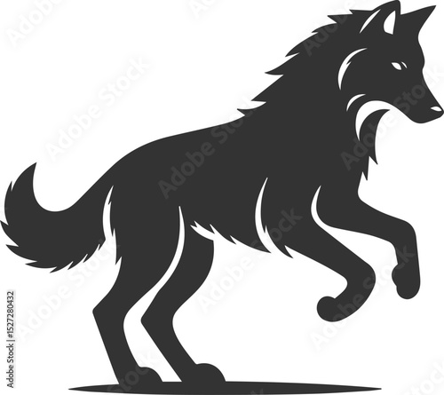 Wild animal vector of a wolf silhouette drawing illustration