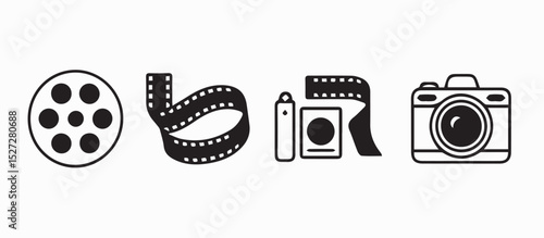 Classic Film Photography Icons Reel Camera Filmstrip Instant Photo