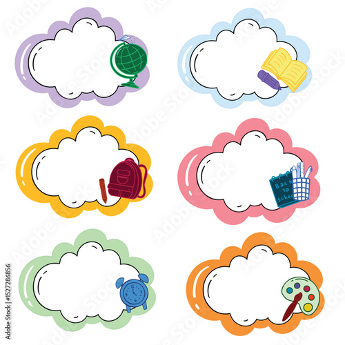 notebook labels. icons school subject. colorful vector design