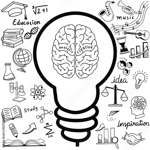 Back to school seamless doodle pattern. Hand drawn background with school supplies and creative elements. Vector illustration. doodle drawing of school equipment