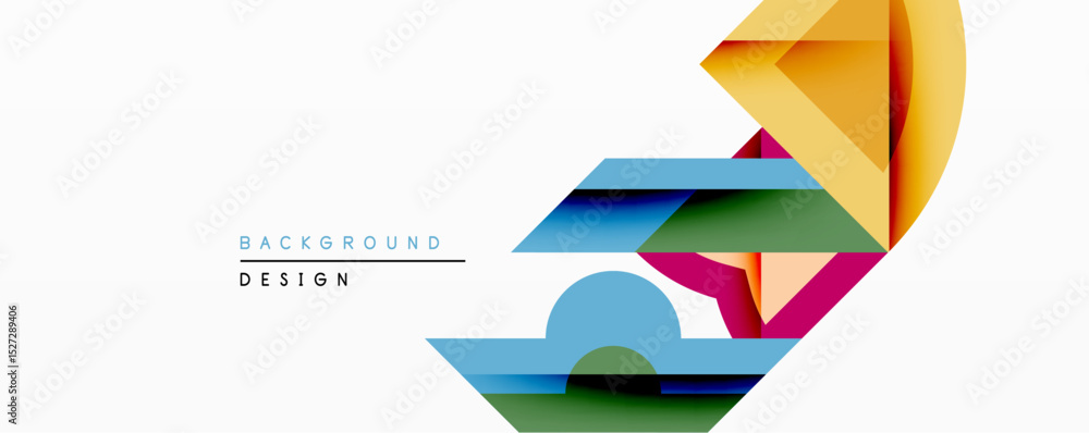 Abstract geometric composition. Overlapping colorful shapes create dynamic visual effect. Modern design elements suggest innovation, creativity, freshness. Clean background enhances vibrant forms. Abstract geometric composition. Overlapping colorful shapes create dynamic visual effect. Modern design elements suggest innovation, creativity, freshness. Clean background enhances vibrant forms.