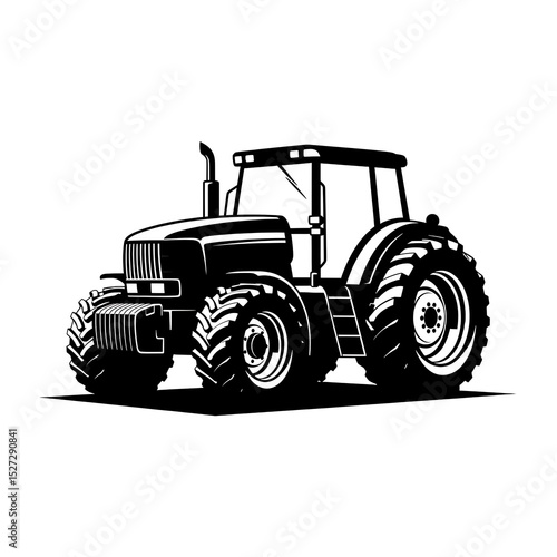 Tractor Silhouette on White Background