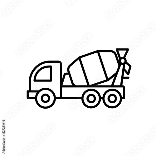 Cement Mixer Truck Line Art Illustration