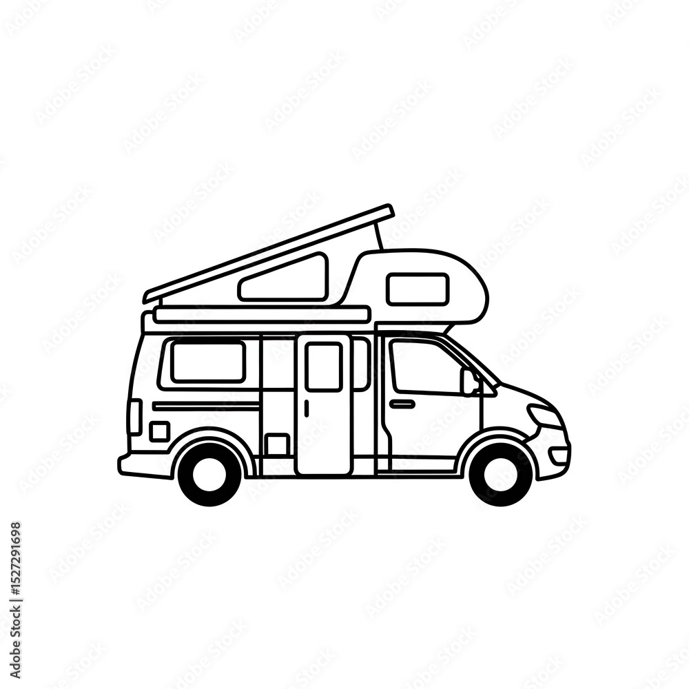 Fototapeta premium Camper Van Illustration with Pop-up Roof