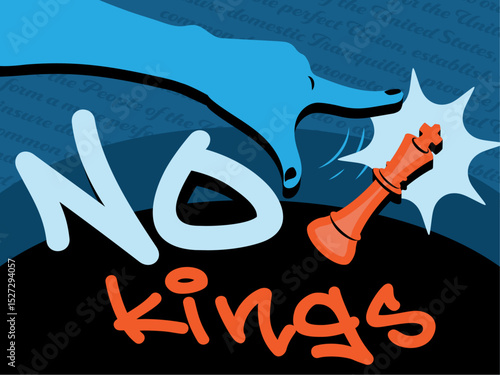 "No Kings" artwork for use in peaceful dissent / rallies to support democracy and the United States Constitution