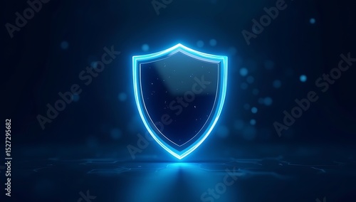 A modern shield icon with a glowing edge placed on a dark blurred backdrop, symbolizing cybersecurity, protection, and trust in secure digital environments.
