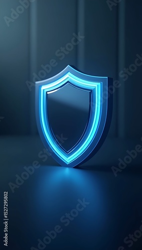 A modern shield icon with a glowing edge placed on a dark blurred backdrop, symbolizing cybersecurity, protection, and trust in secure digital environments.

