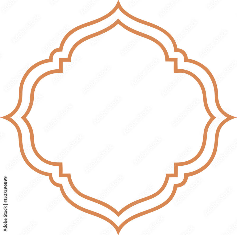Fototapeta premium Decorative Arabesque with Elegant Brown Border on White Backdrop