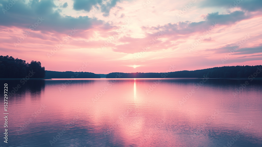 Fototapeta premium sunrise over the lake