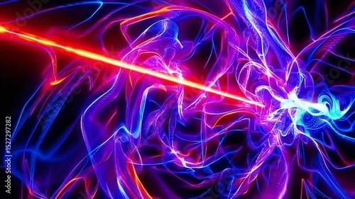 Vibrant Abstract Light Patterns with Electric Colors and Dynamic Energy Swirls in a Dark Background