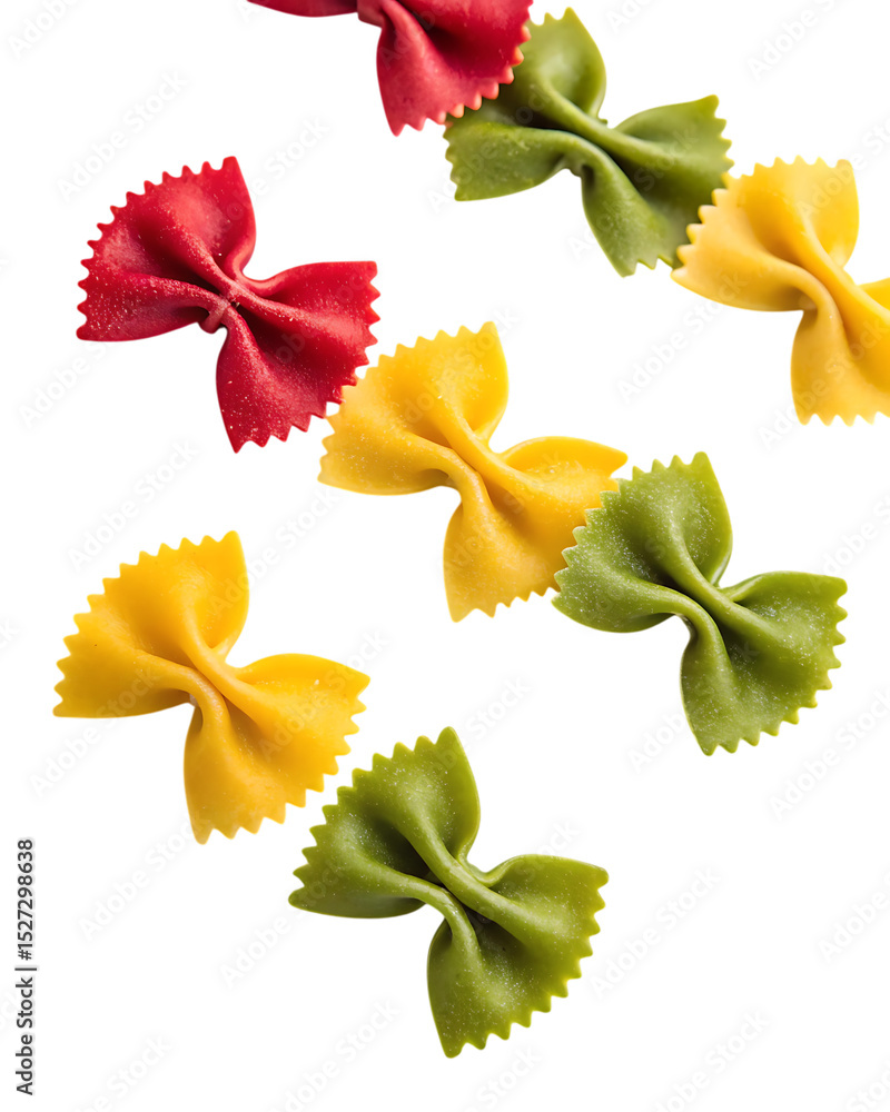 Obraz premium Colorful farfalle pasta isolated on transparent background