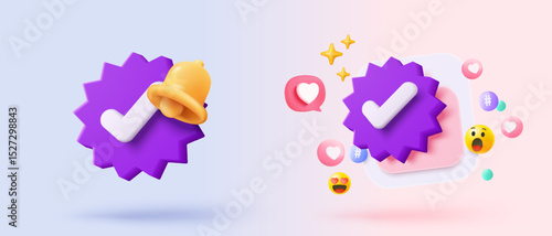 3d check mark sign icon on bubble. check list button best choice for right, success, tick, accept, agree on application. 3d choose correct icon vector with shadow render illustration