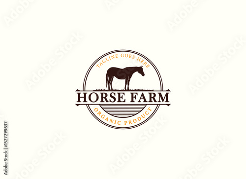 Countryside western country horse farm ranch logo design. Vintage Horse Farm Logo Design