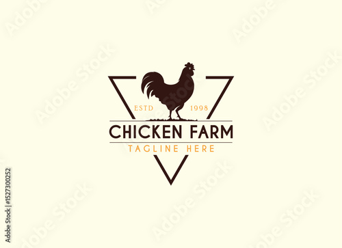 Vintage Chicken Farm Logo.chicken farm logo vector illustration design. Chicken Farming Logo Design