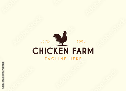 Vintage Chicken Farm Logo.chicken farm logo vector illustration design. Chicken Farming Logo Design