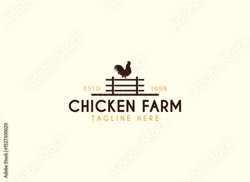 Vintage Chicken Farm Logo.chicken farm logo vector illustration design. Chicken Farming Logo Design