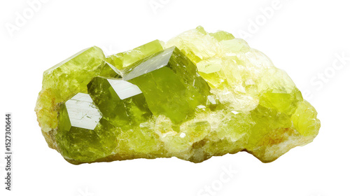 Raw olivine peridot chunk with lime green hues, Transparent background, PNG file