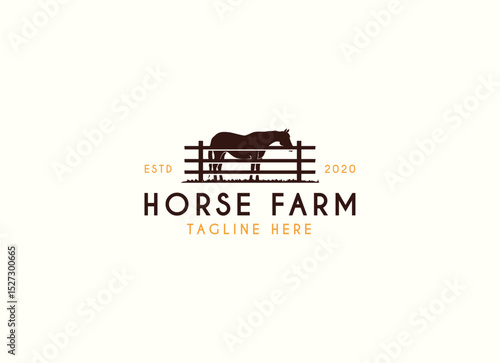Countryside western country horse farm ranch logo design. Vintage Horse Farm Logo Design