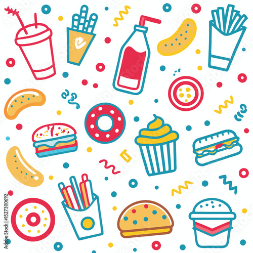 Colorful Fast Food Illustration