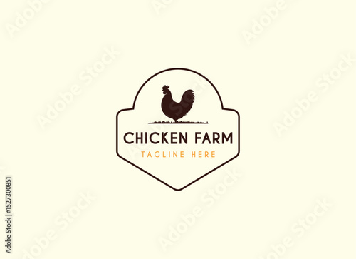 Vintage Chicken Farm Logo.chicken farm logo vector illustration design. Chicken Farming Logo Design