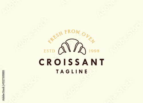 Local Bread Croissant Logo Design. Fresh baked Croissant Shop Logo