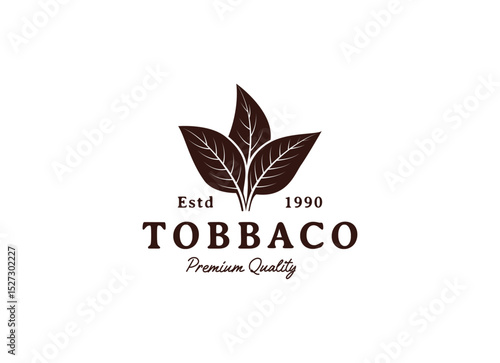 Vintage Retro Hand Draw Sketch Tobacco Plant Tree Leaf Leaves for Cigar Badge Emblem Label Logo Design