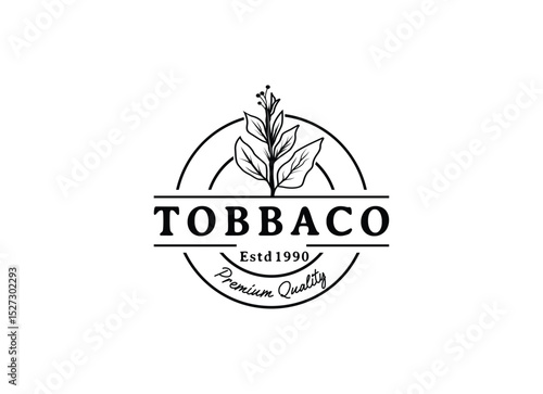 Vintage Retro Hand Draw Sketch Tobacco Plant Tree Leaf Leaves for Cigar Badge Emblem Label Logo Design