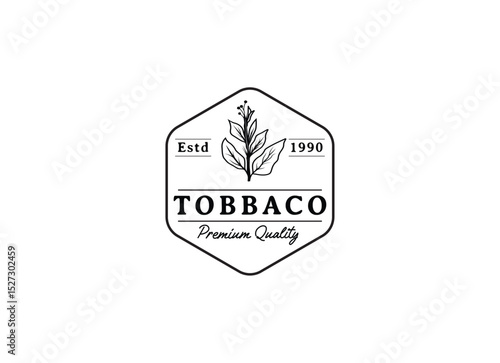 Vintage Retro Hand Draw Sketch Tobacco Plant Tree Leaf Leaves for Cigar Badge Emblem Label Logo Design
