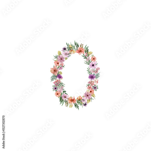 Floral watercolour flowers and leaf Frame on a transparent PNG Background. Monogram initials perfect for wedding invitations, greeting card, logo, poster and other design