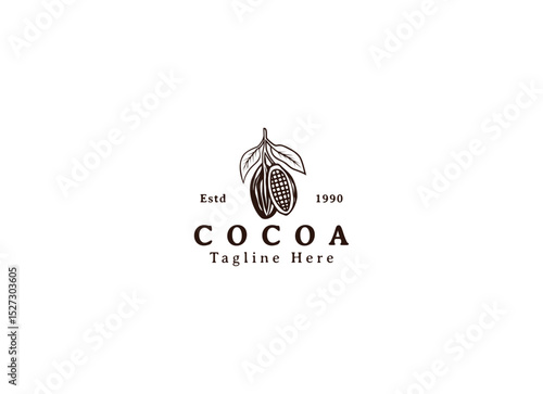 Cocoa bean Logo. Cocoa Icon. Chocolate Cocoa Symbol. Vector Illustration Isolated on White Background.