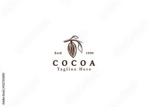 Cocoa bean Logo. Cocoa Icon. Chocolate Cocoa Symbol. Vector Illustration Isolated on White Background.