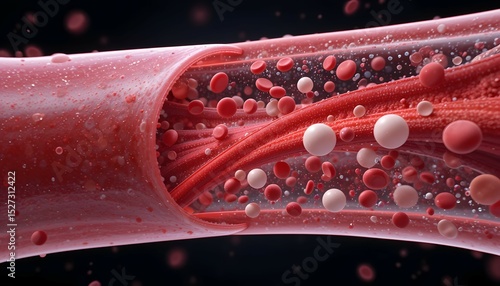 Extreme Close-Up of Human Blood Flow Illustration