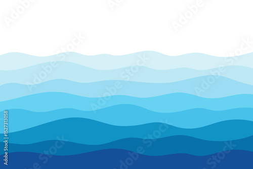 Abstract blue sea waves, modern banner background, vector, flat design, curved lines. Sea, ocean, multi-layered effect. Background drawing with a gradient for a label, a page with a place for text