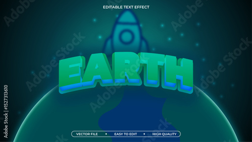 Earth editable text effect cartoon style